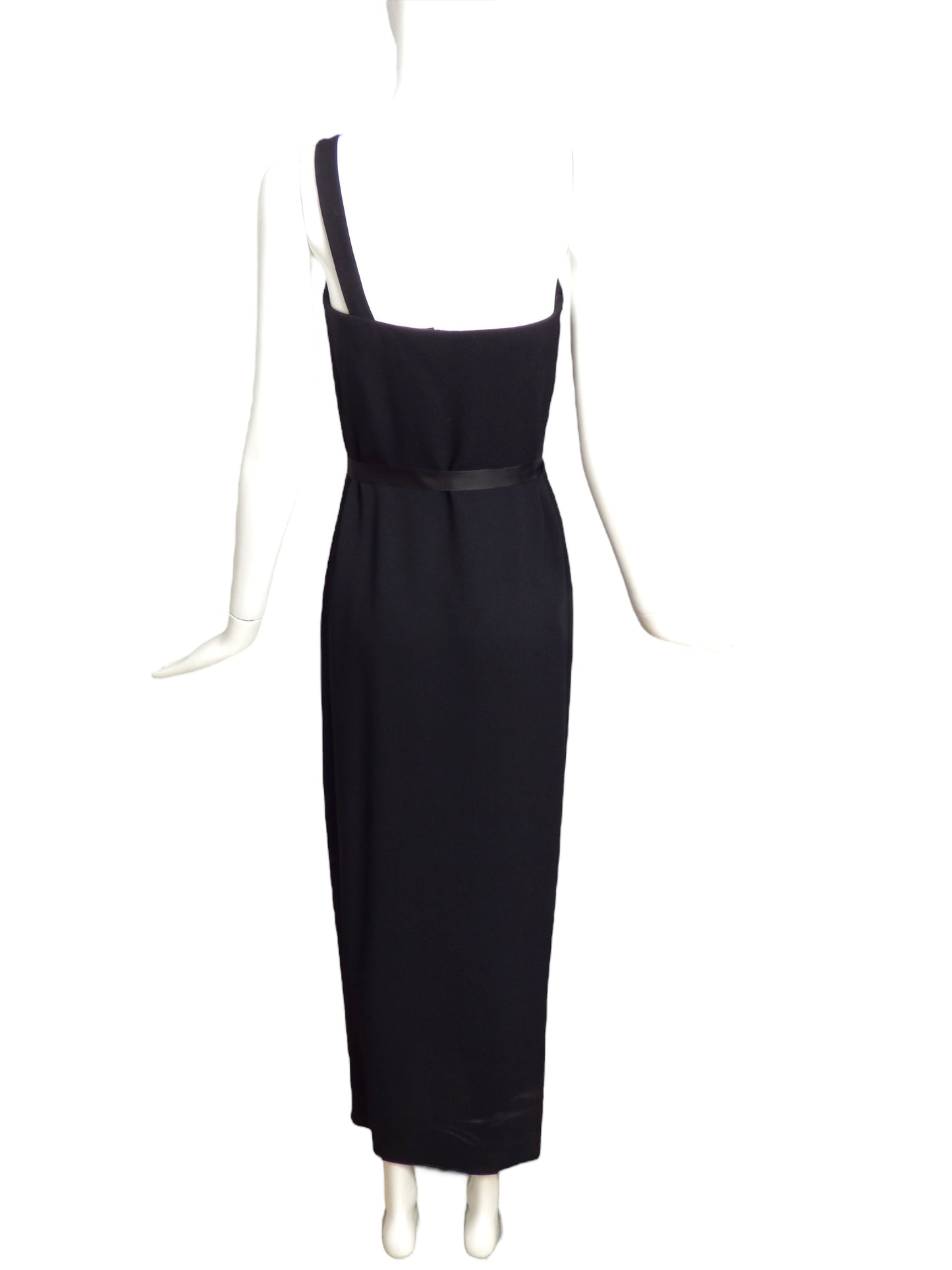 BILL BLASS- 1970s Black Crepe Evening Gown, Size 2