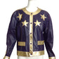 1990s Purple & Gold Leather Star Jacket, Size 10