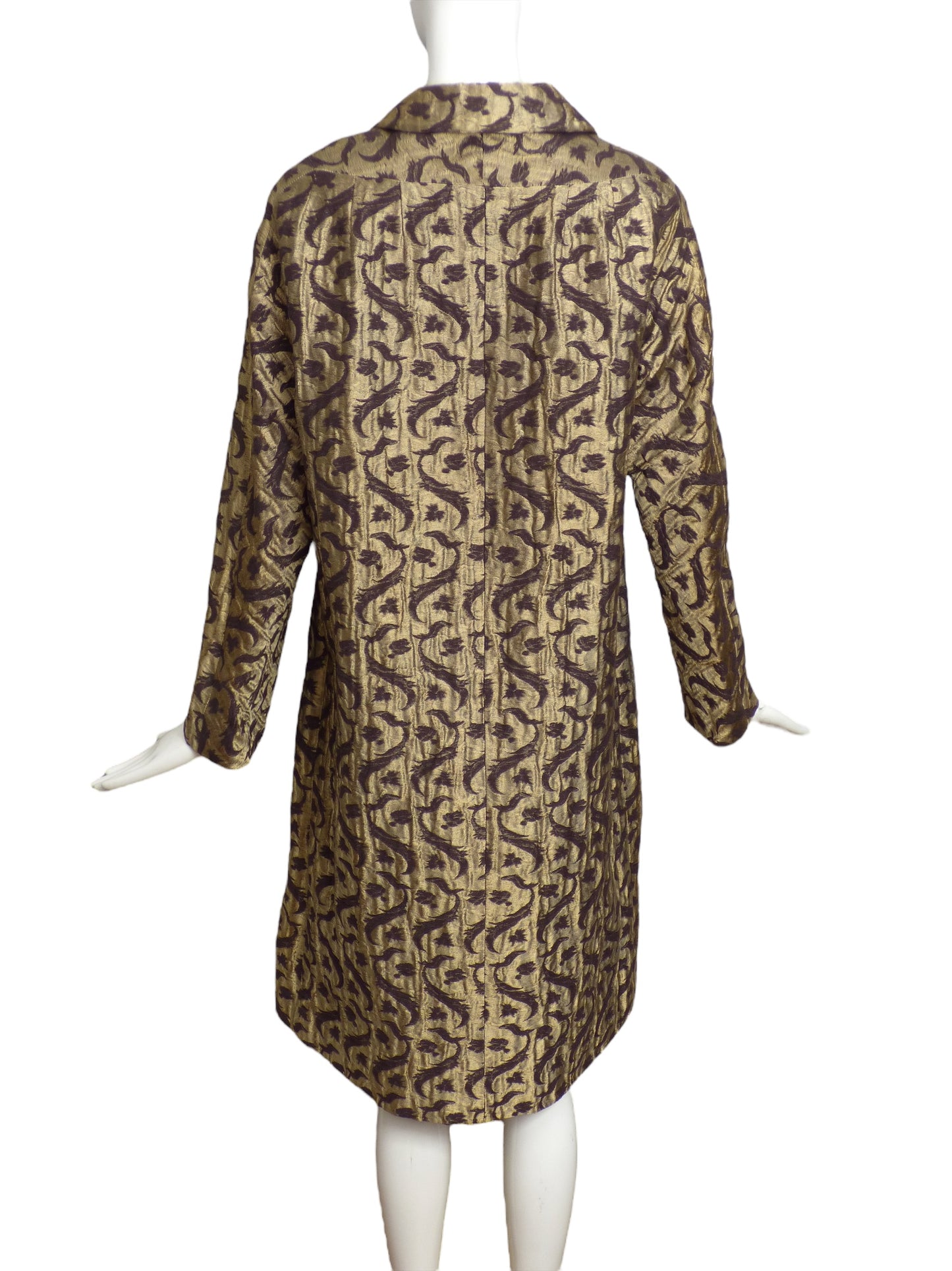 DRIES VAN NOTEN-  Metallic Brocade Coat, Size 10