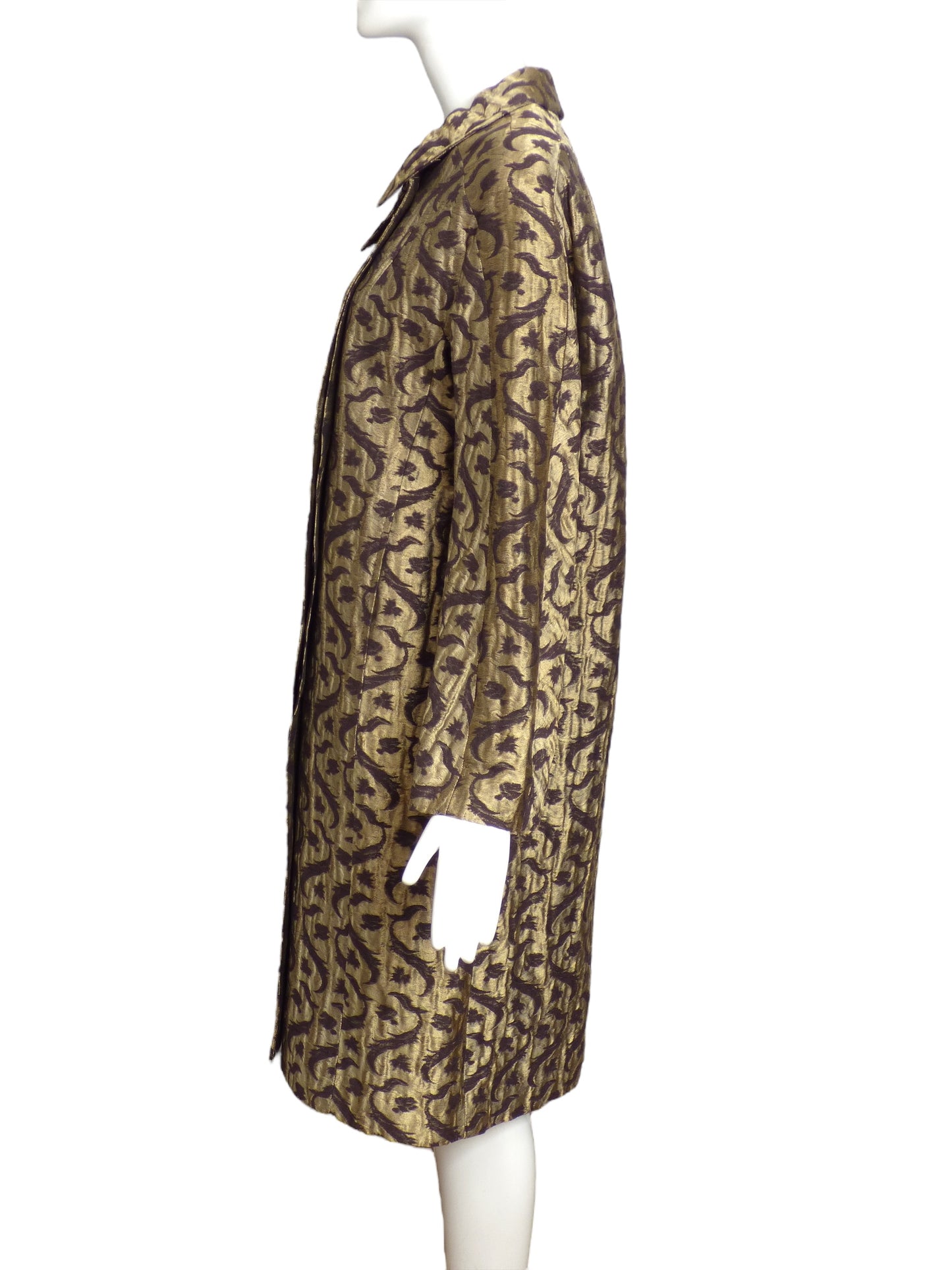 DRIES VAN NOTEN-  Metallic Brocade Coat, Size 10