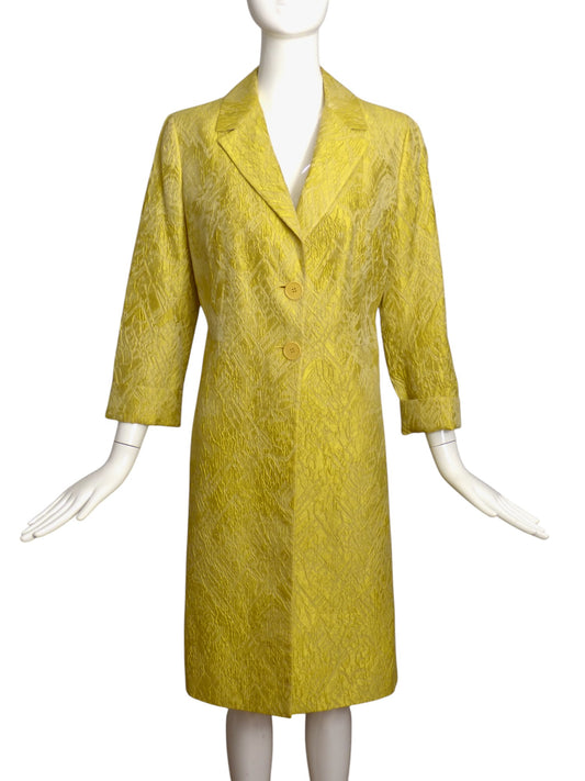 ETRO- Yellow Silk Brocade Coat, Size 6