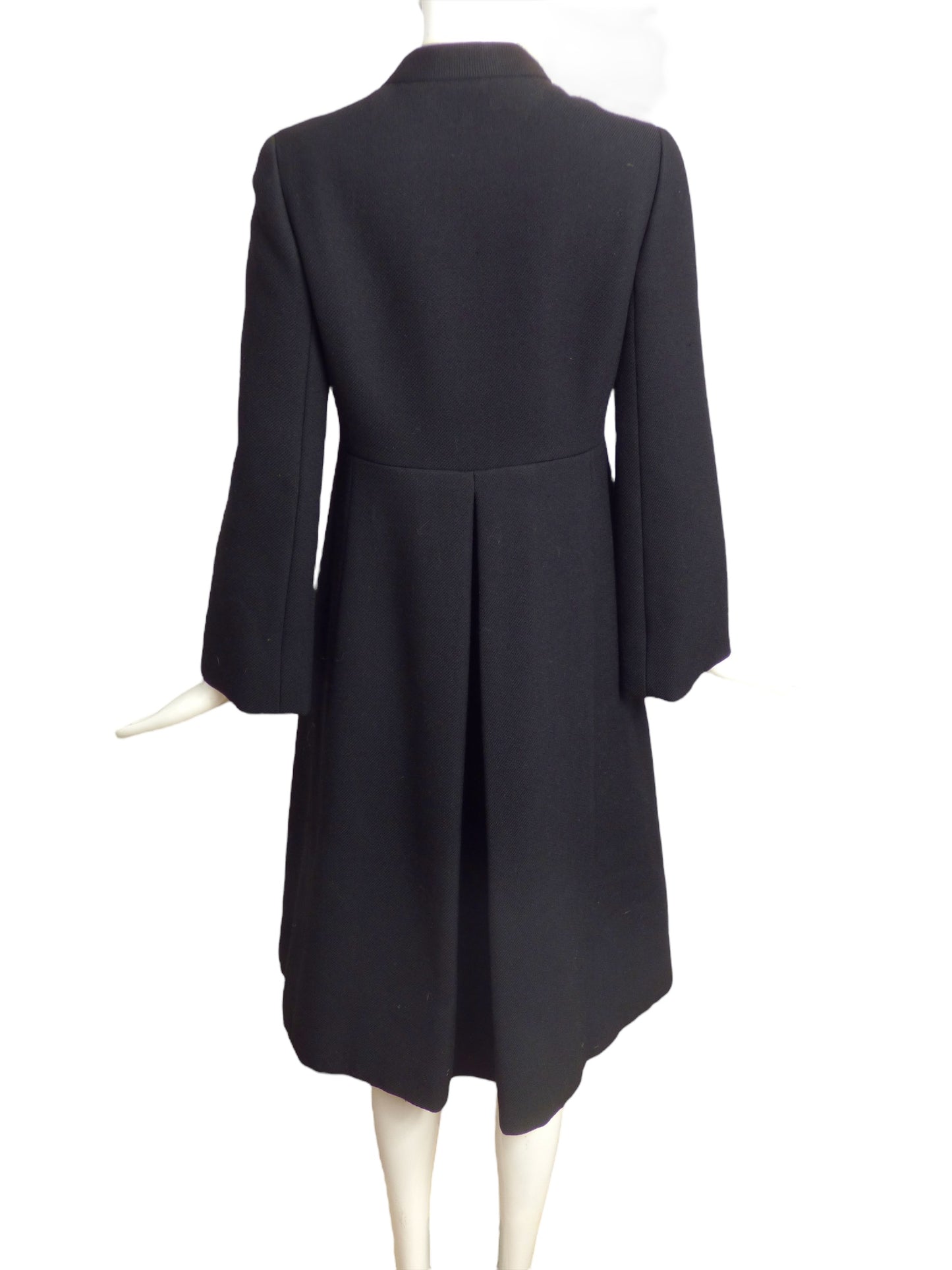 GEORGE HALLEY- 1960s Black Wool Coat, Size 4