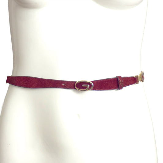 GUCCI- 1970s Burgundy Suede & Enamel Belt, Waist 25"