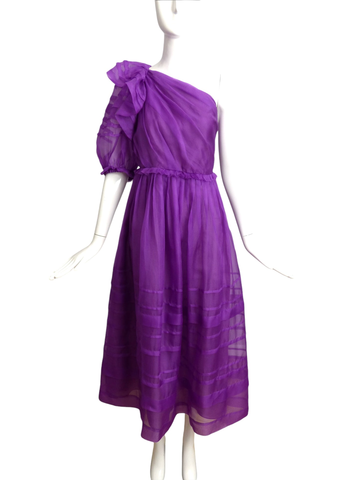 ULLA JOHNSON- Purple Artemis One Shoulder Maxi Dress, Size 10