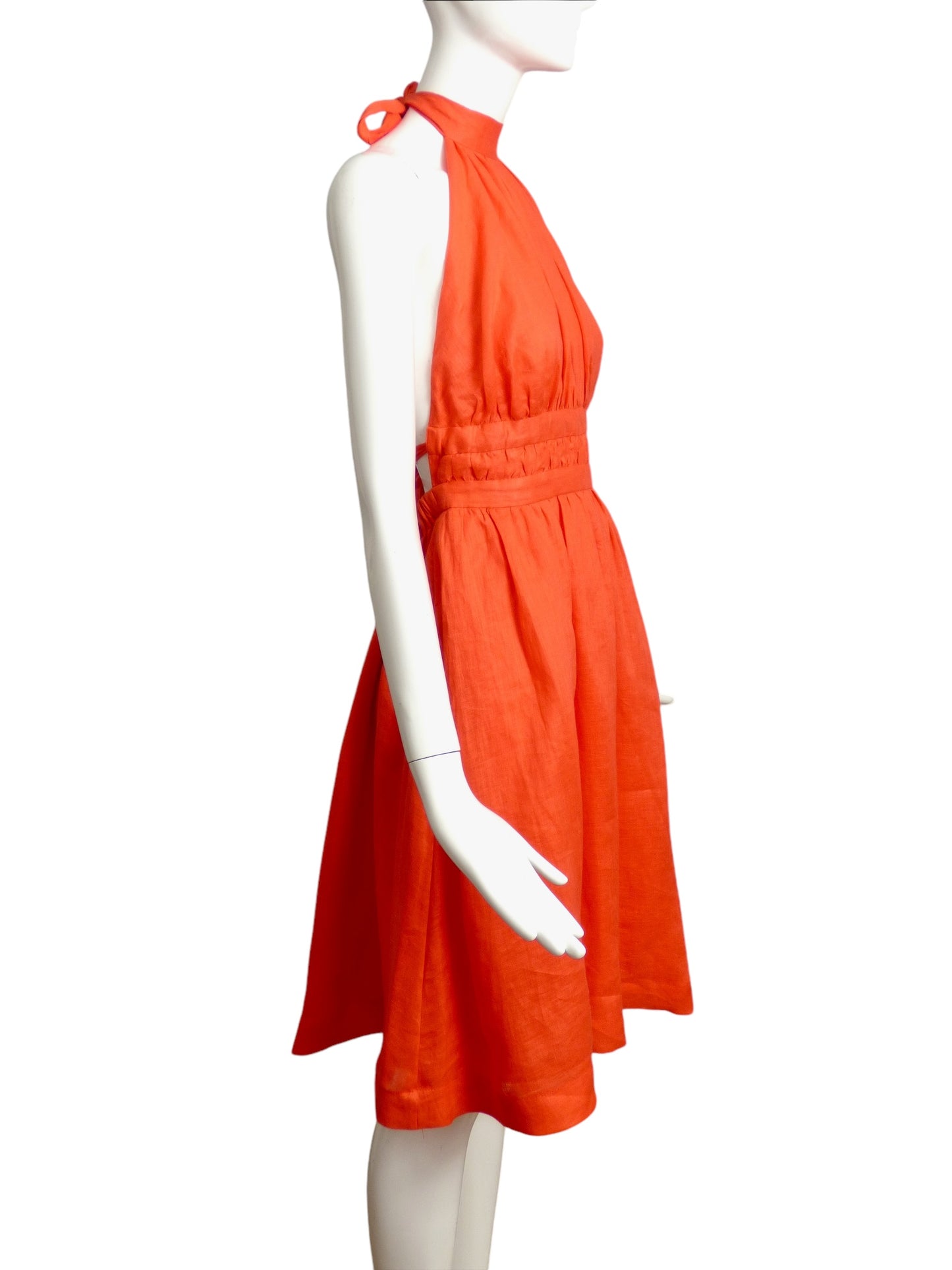 ZIMMERMANN- NWT Orange Linen Halter Dress, Size 8