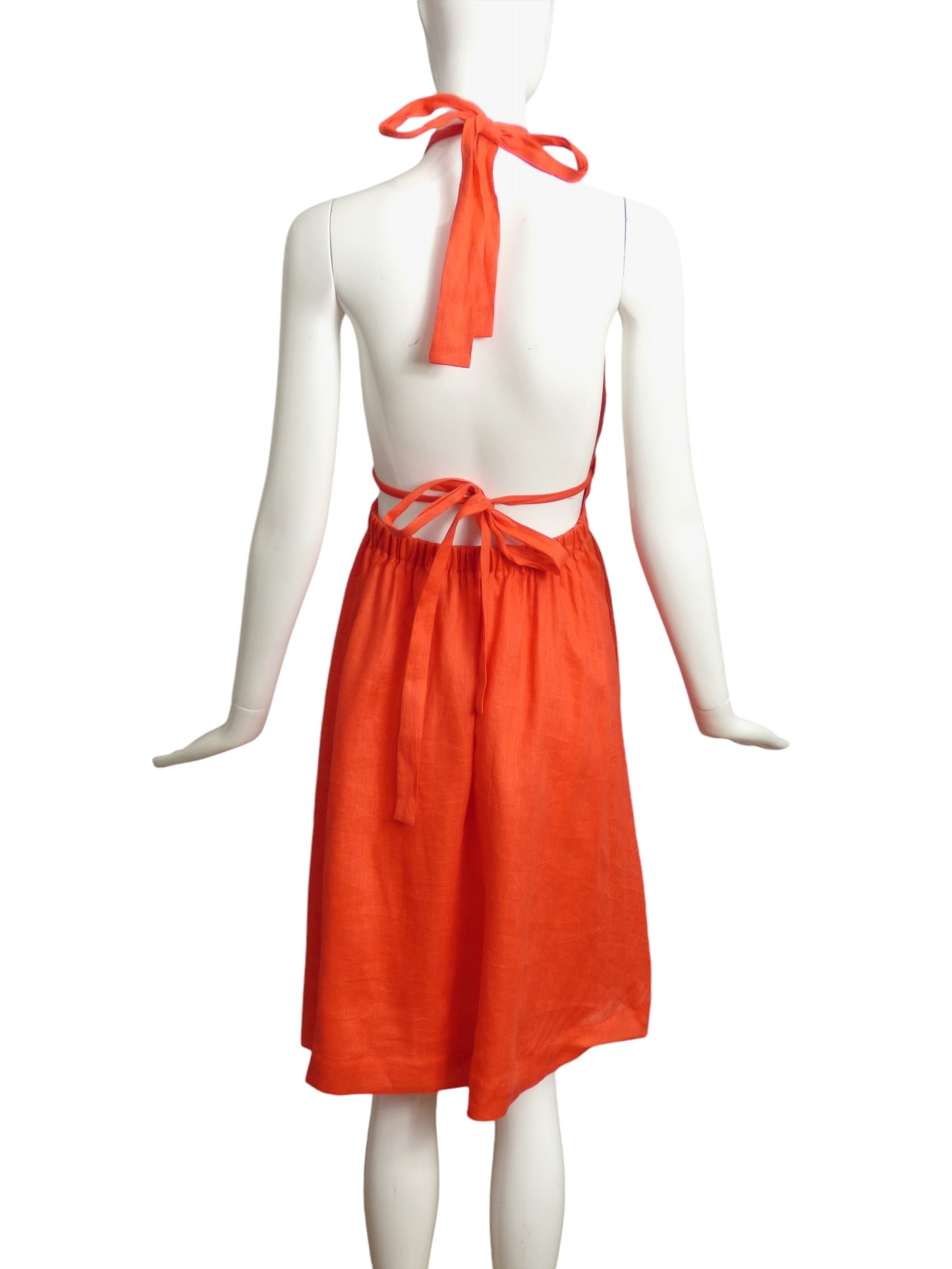 ZIMMERMANN- NWT Orange Linen Halter Dress, Size 8