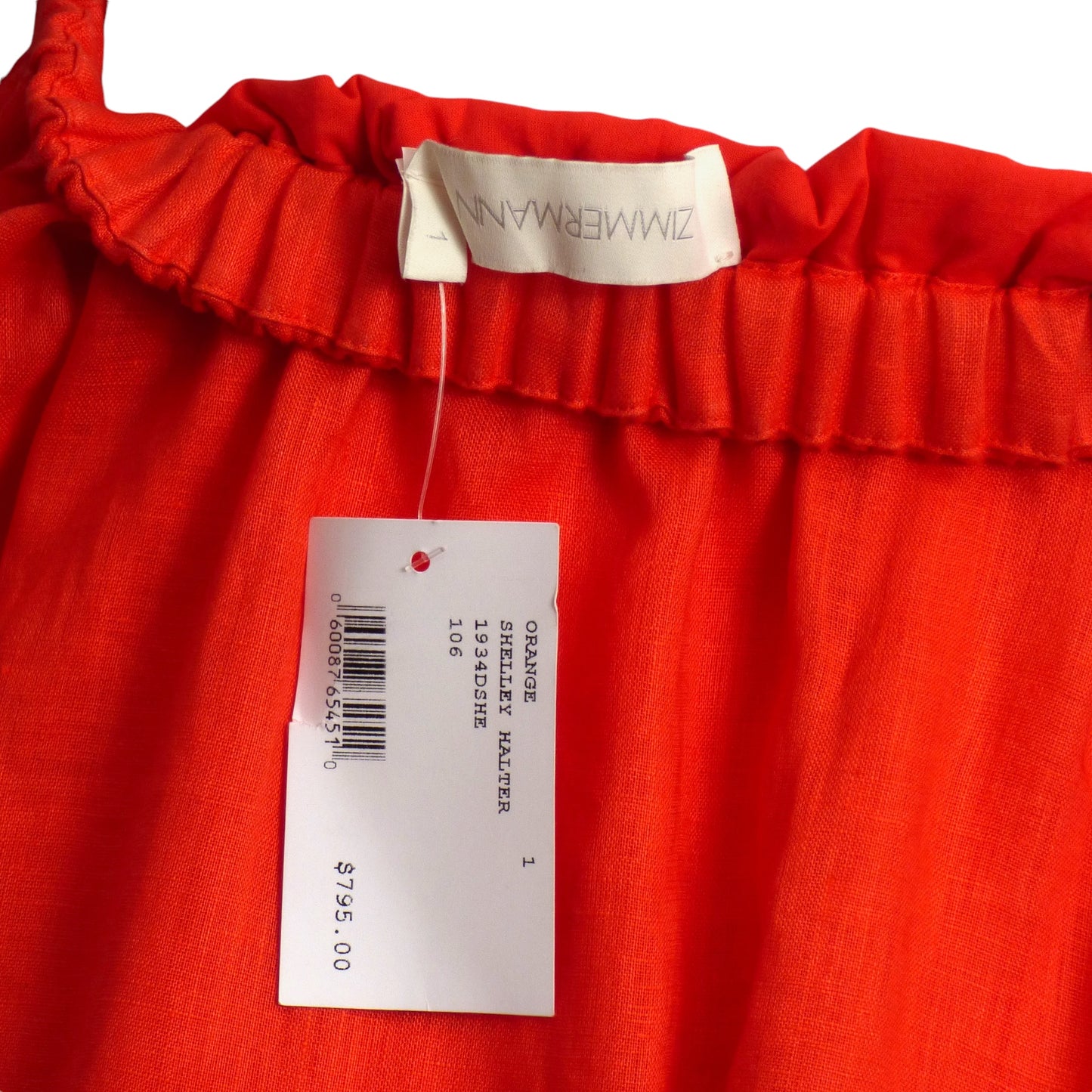 ZIMMERMANN- NWT Orange Linen Halter Dress, Size 8