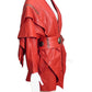 ISSEY MIYAKE- 1980s Red Studded Leather Coat, Size 8