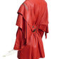 ISSEY MIYAKE- 1980s Red Studded Leather Coat, Size 8