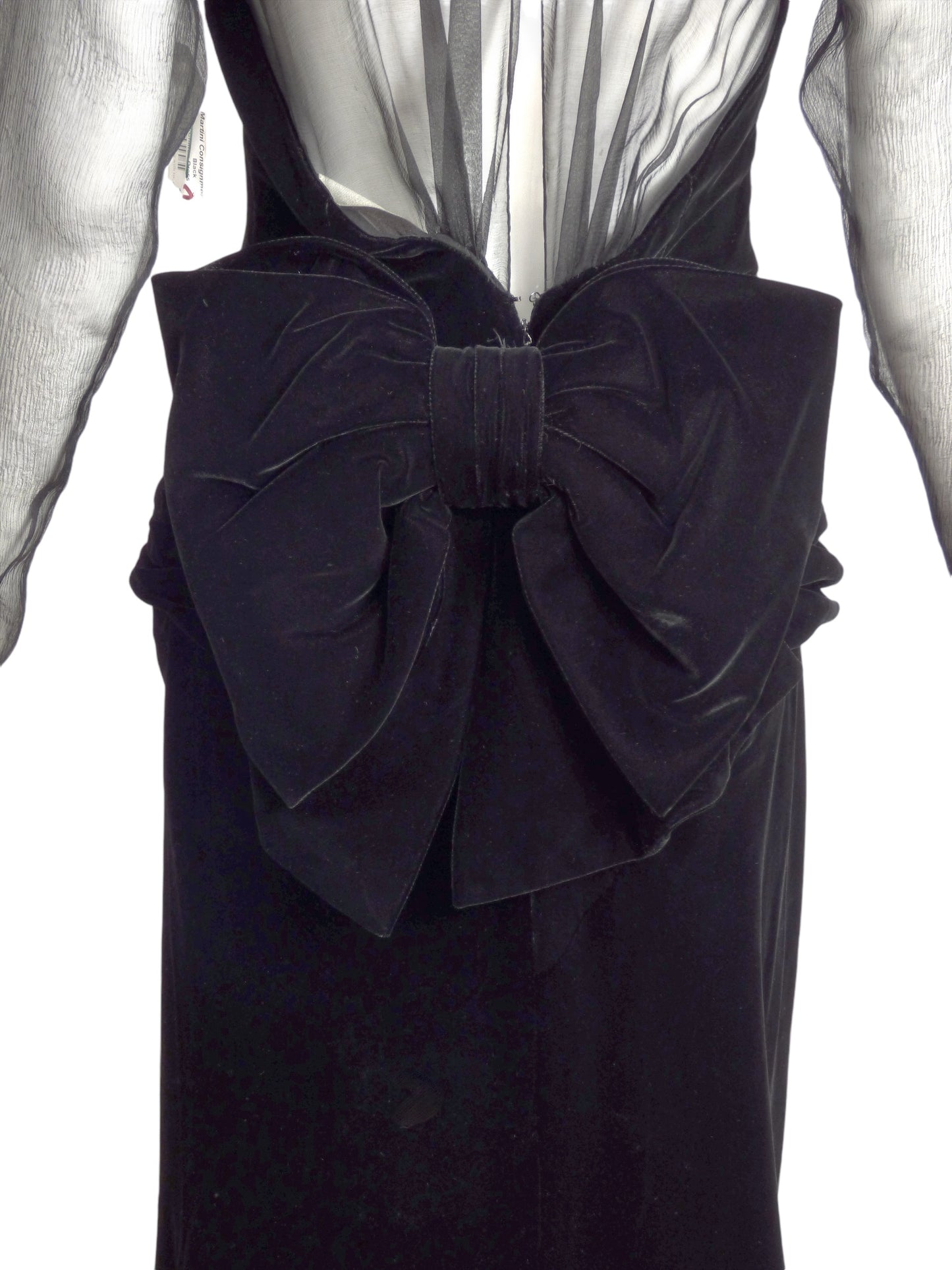 OSCAR DE LA RENTA- 1980s Black Velvet & Chiffon Dress, Size 4