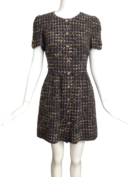 DOLCE & GABBANA- Wool Boucle Shift Dress, Size 4