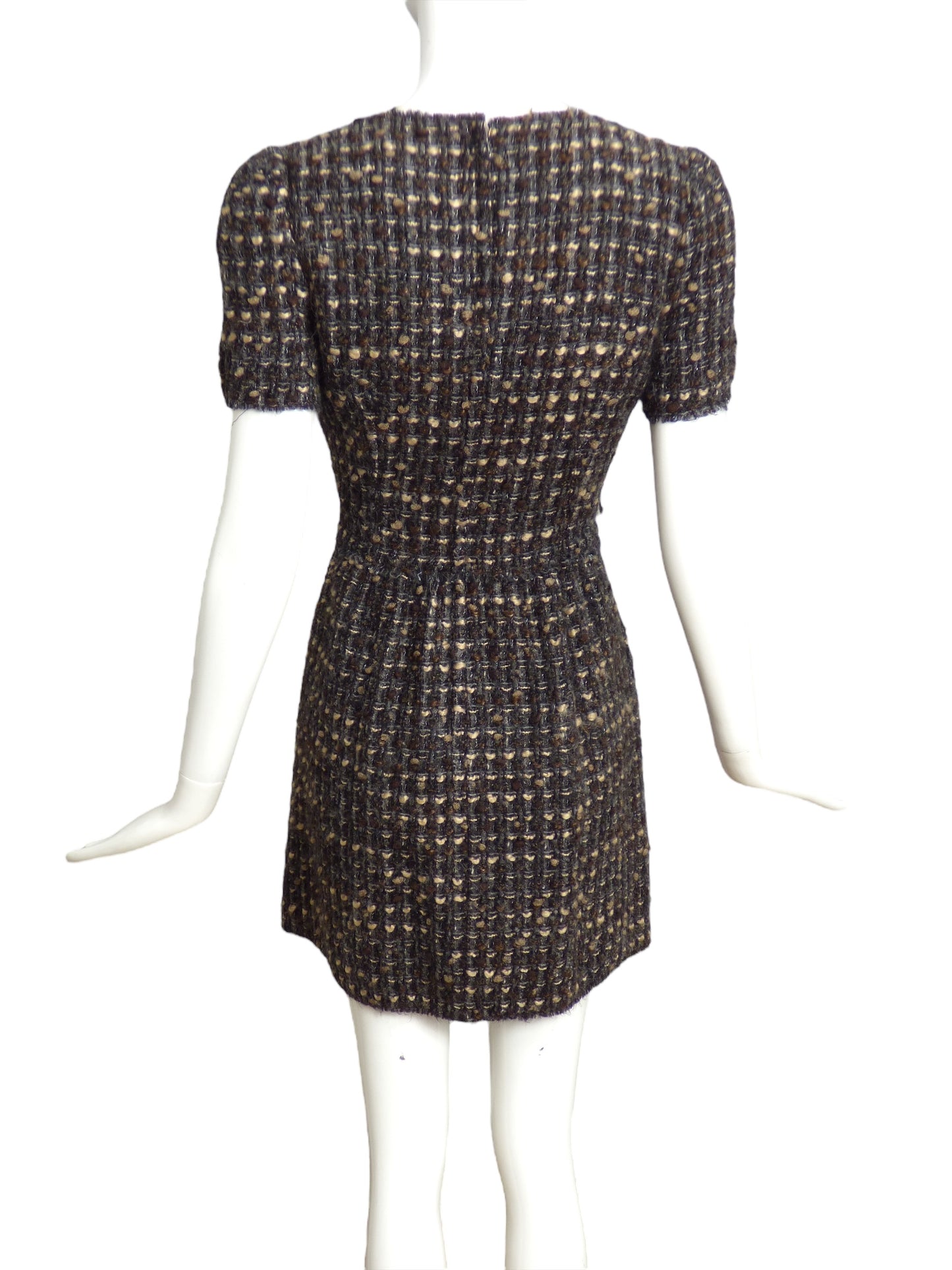 DOLCE & GABBANA- Wool Boucle Shift Dress, Size 4