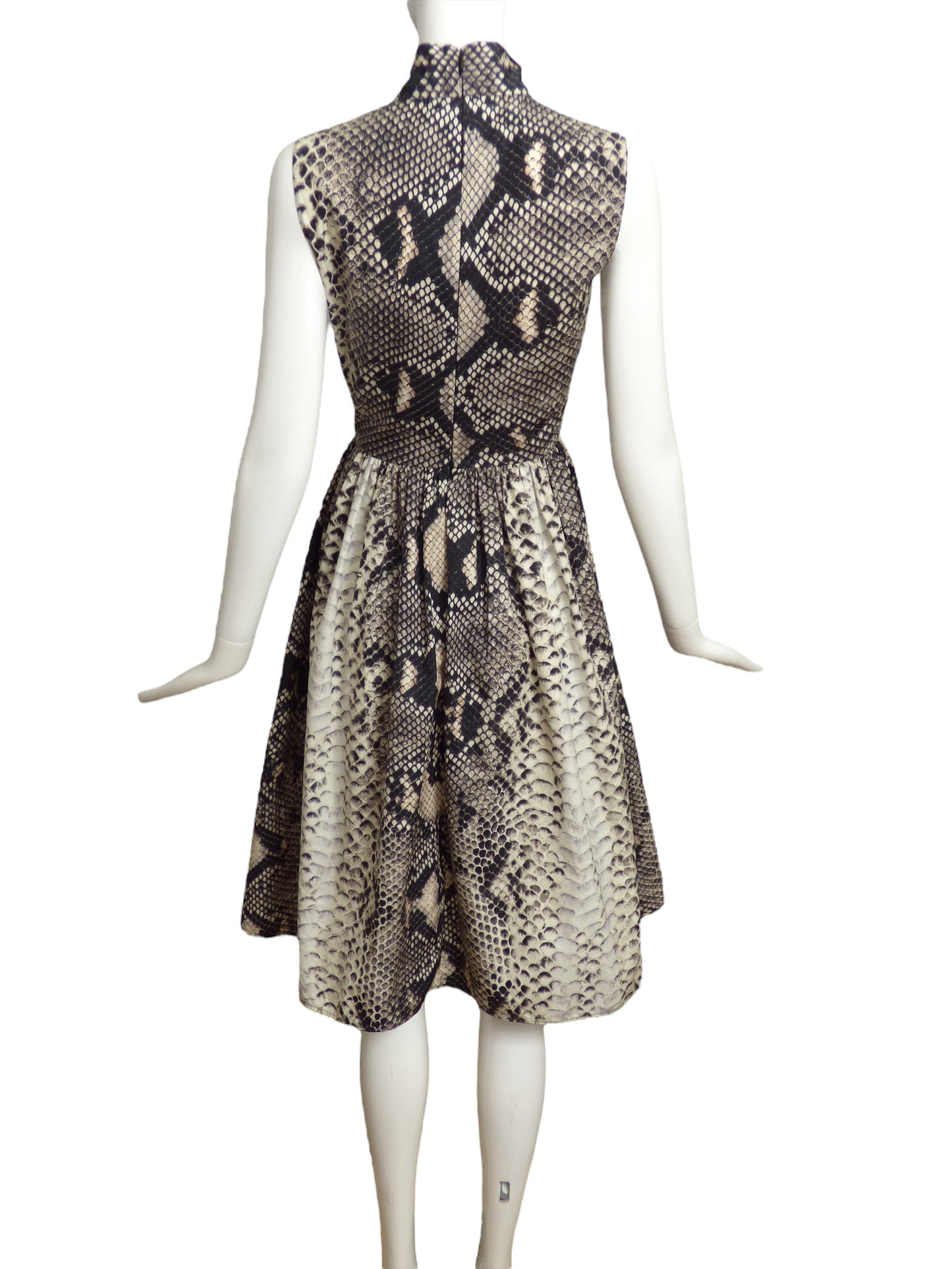 PRADA- 2019 Cotton Reptile Print Fit & Flair Dress, Size 6