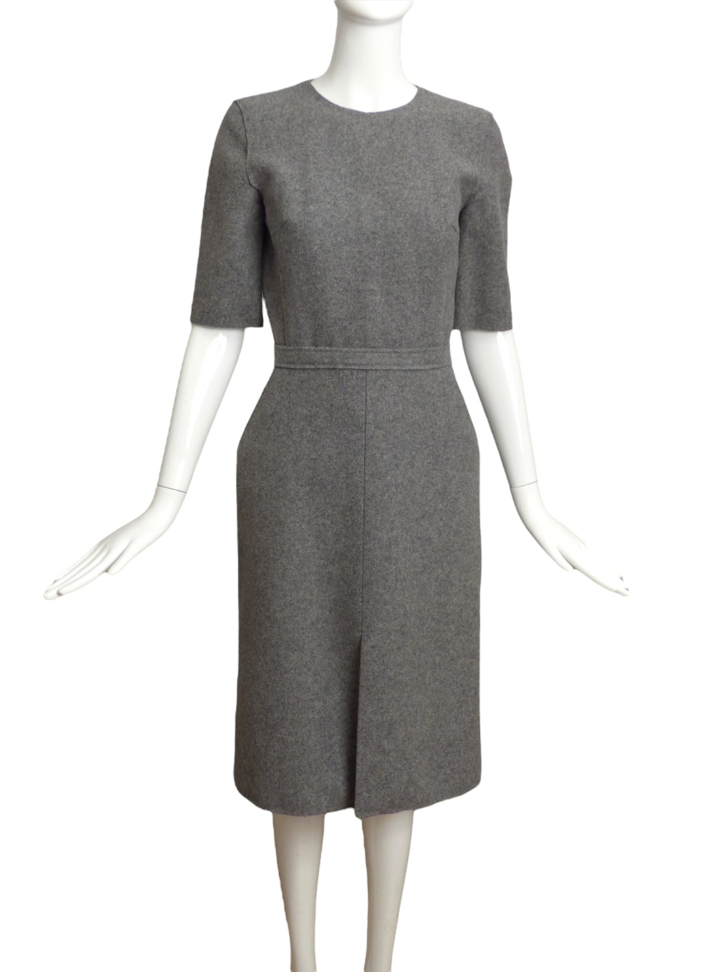 VICTORIA BECKHAM- Gray Wool Flannel Dress, Size 2