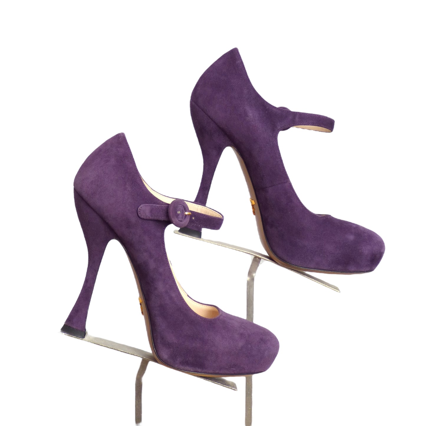 PRADA- Purple Suede Mary Jane Platform Pumps, Size 36