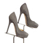 JIMMY CHOO- Gray Suede Platform Pumps, Size 36