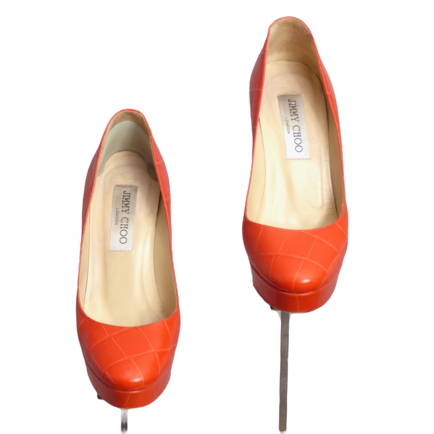 JIMMY CHOO- Orange Leather Platforms, Size 36