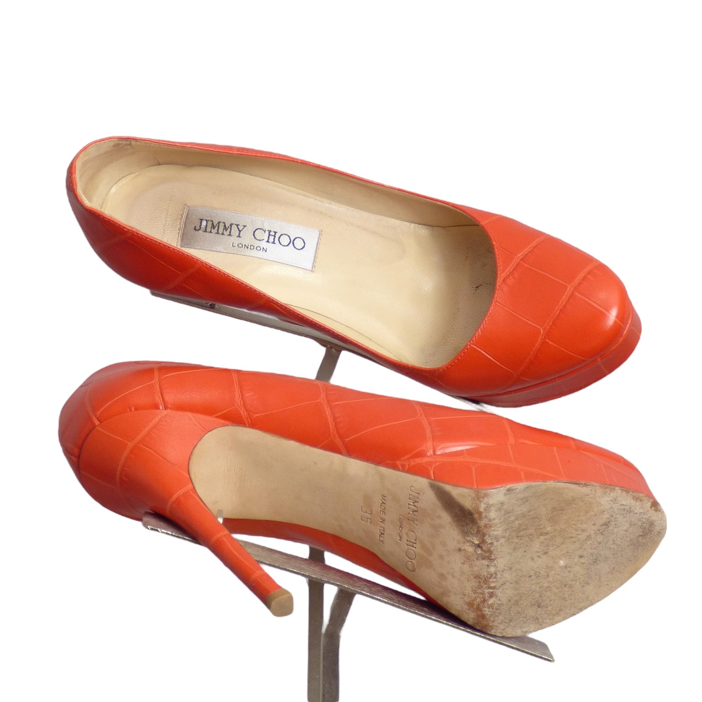 JIMMY CHOO- Orange Leather Platforms, Size 36