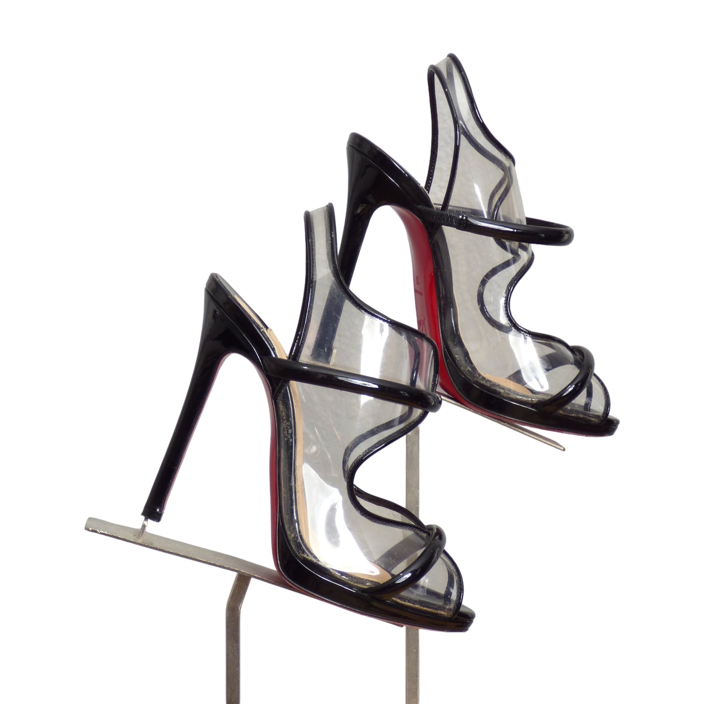 CHRISTIAN LOUBOUTIN-  Black Patent & Clear Plastic Heels, Size 36