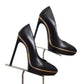 SAINT LAURENT- Black Leather Platform Pumps, Size 36