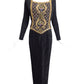 MARY MCFADDEN- 1980s Black Beaded Plisse Gown, Size 12