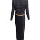 MARY MCFADDEN- 1980s Black Beaded Plisse Gown, Size 12