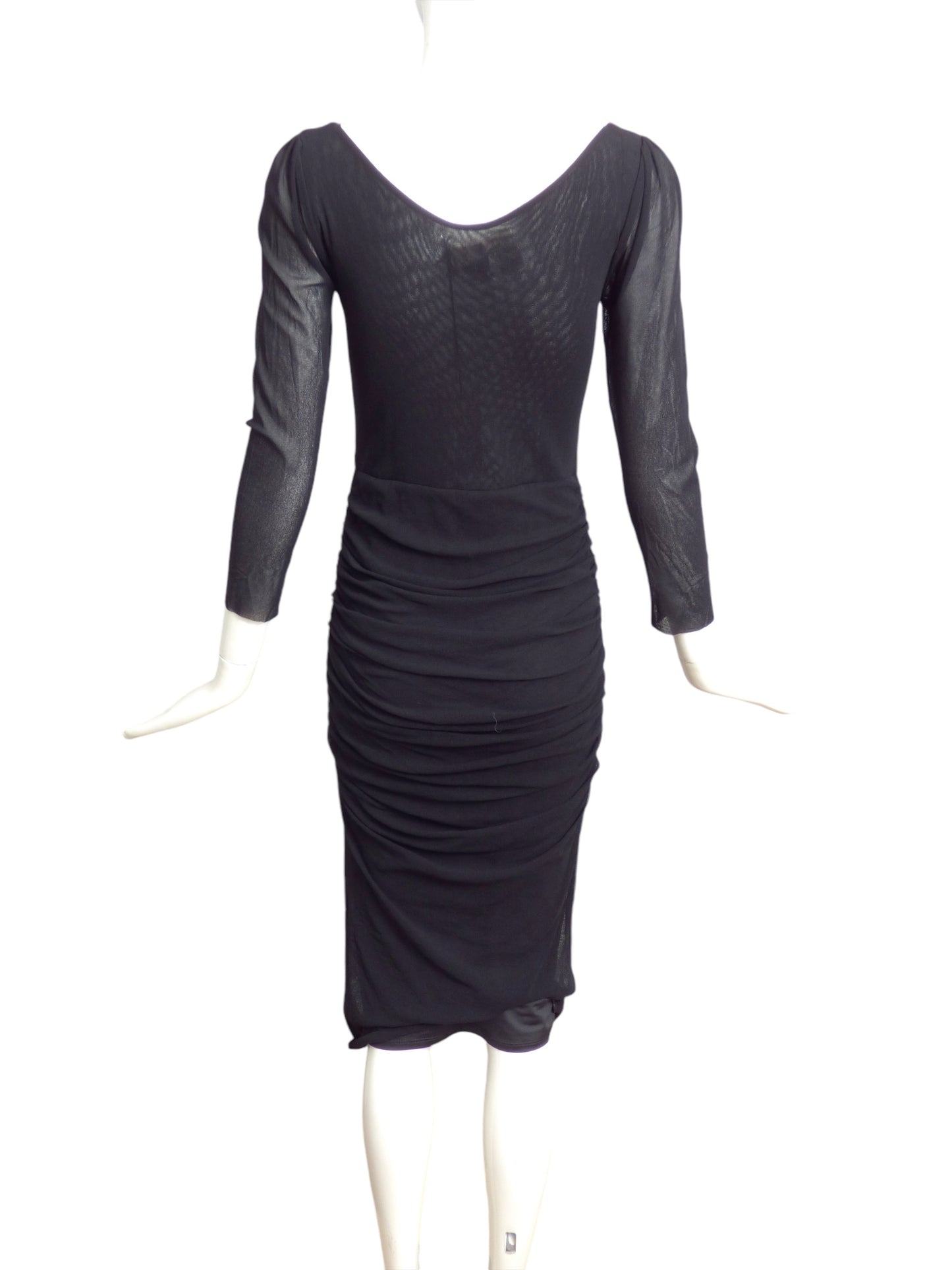 FUZZI- Black Mesh Bodycon Dress, Size 8