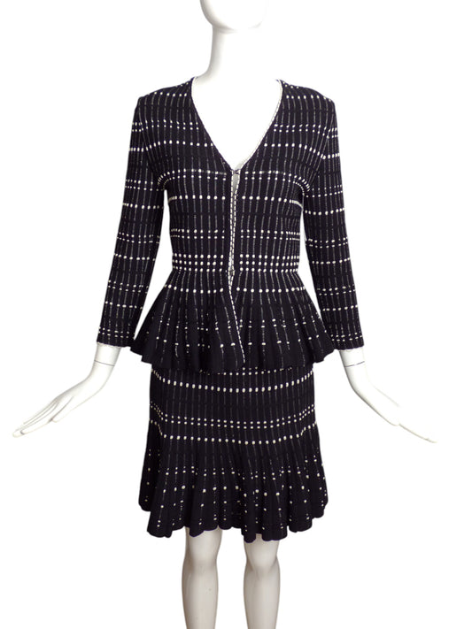 ALEXANDER MCQUEEN- Patterned Knit Skirt Suit, Size 4