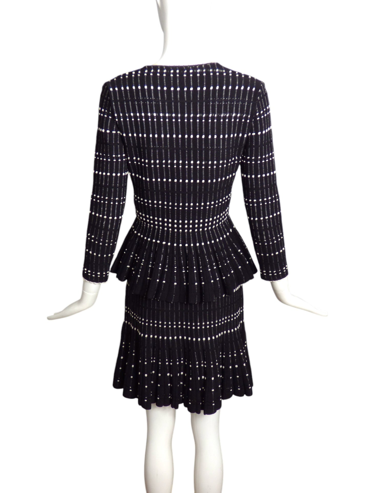 ALEXANDER MCQUEEN- Patterned Knit Skirt Suit, Size 4