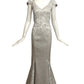 ZAC POSEN- Silver Brocade Evening Gown, Size 10