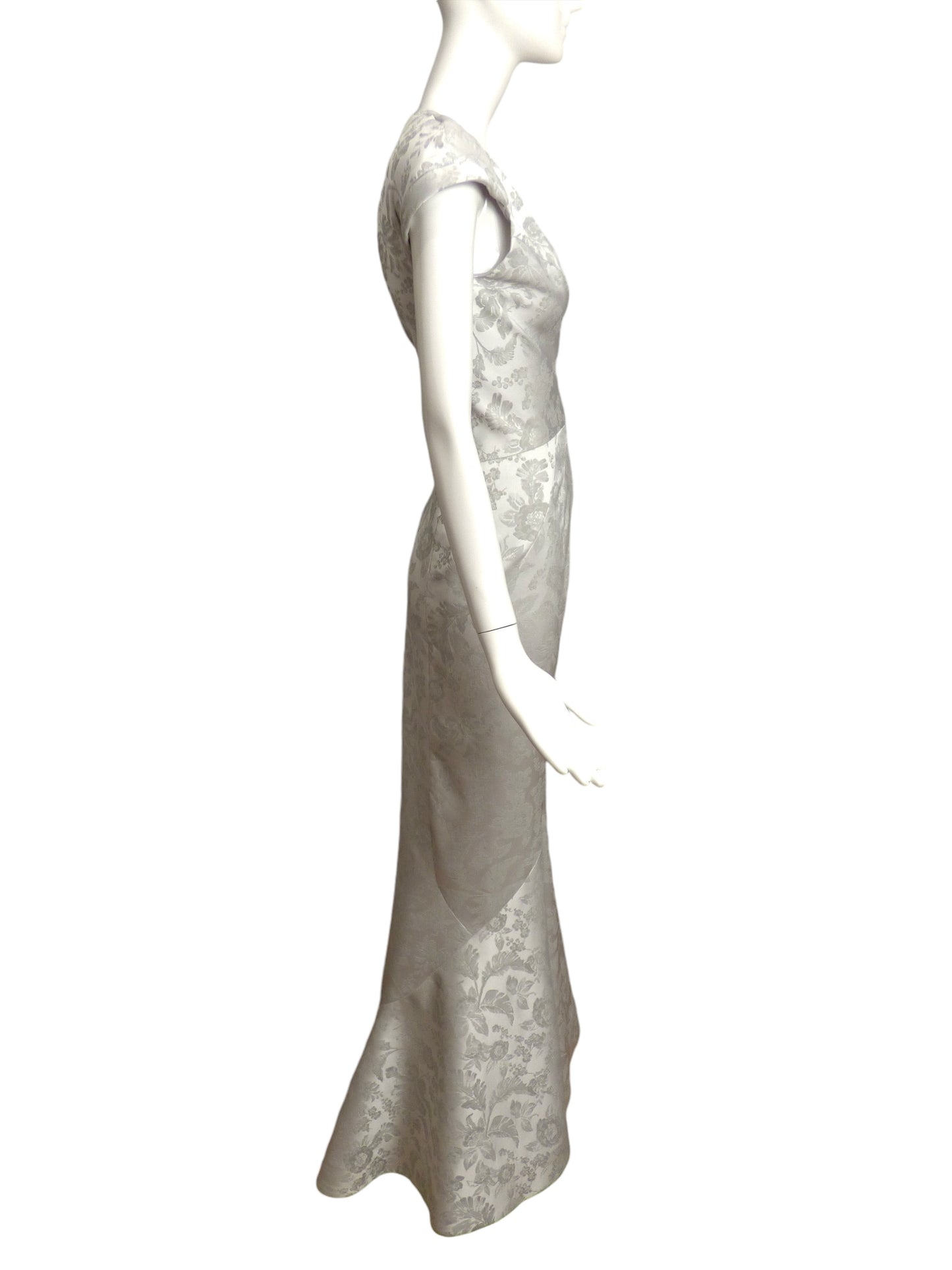 ZAC POSEN- Silver Brocade Evening Gown, Size 10