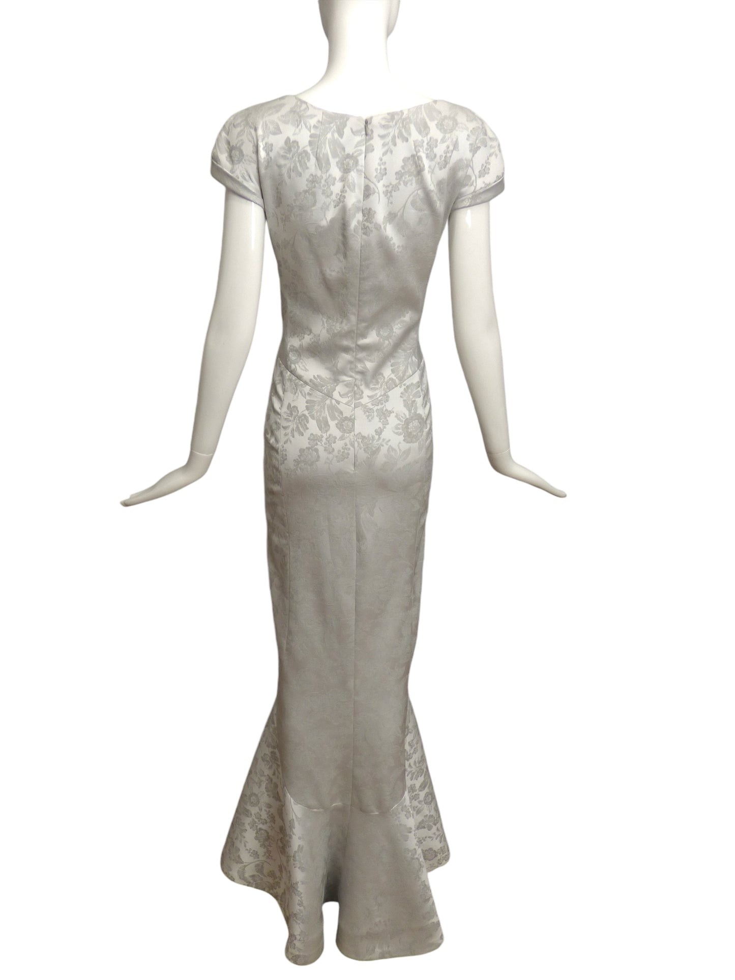 ZAC POSEN- Silver Brocade Evening Gown, Size 10