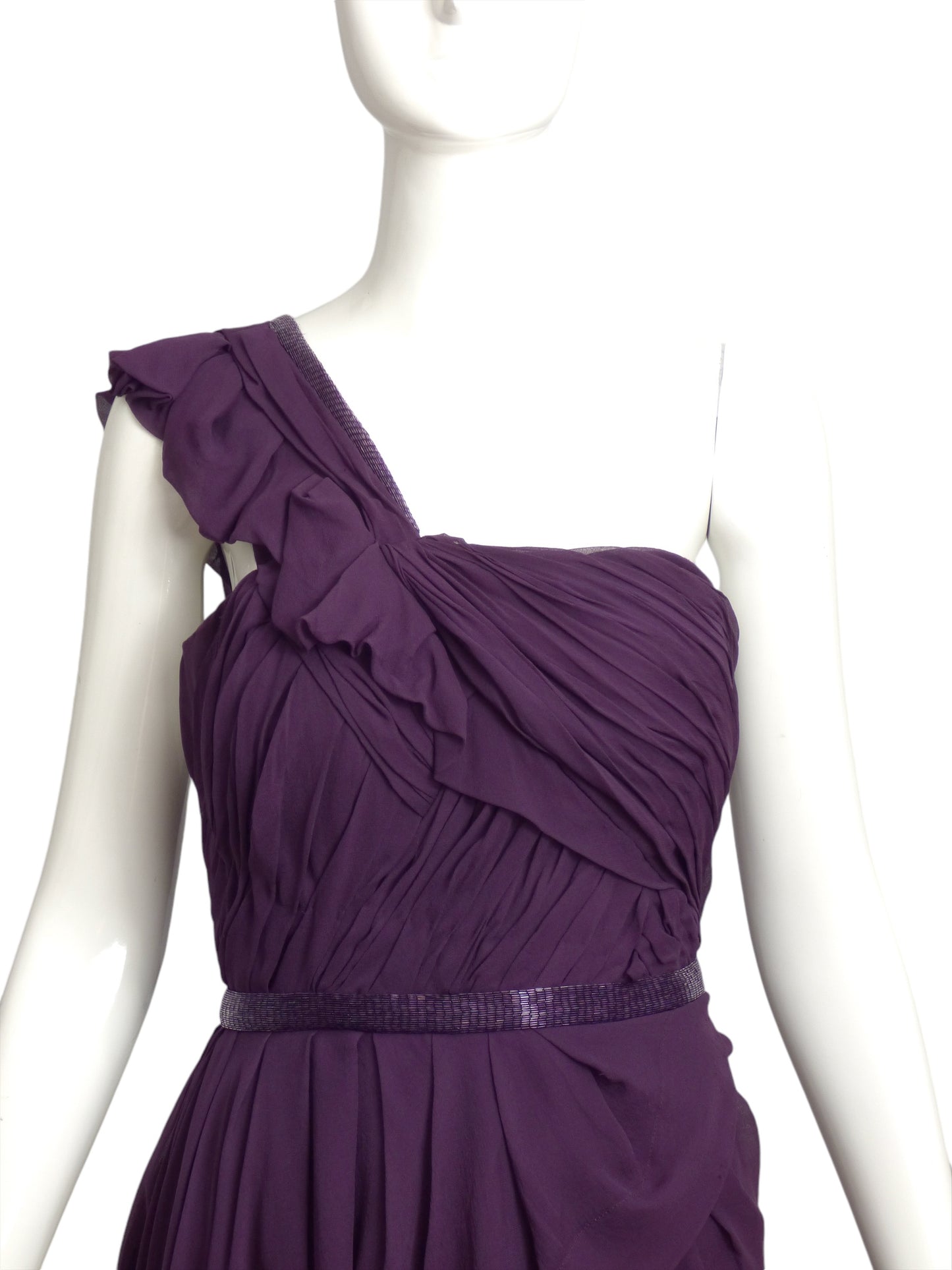 J MENDEL- Purple Beaded Chiffon Gown, Size-14