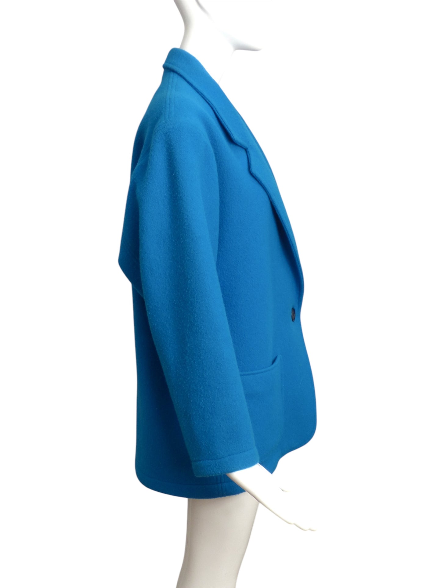 SHAMASK- 1990s Blue Wool Fleece Coat, Size 10