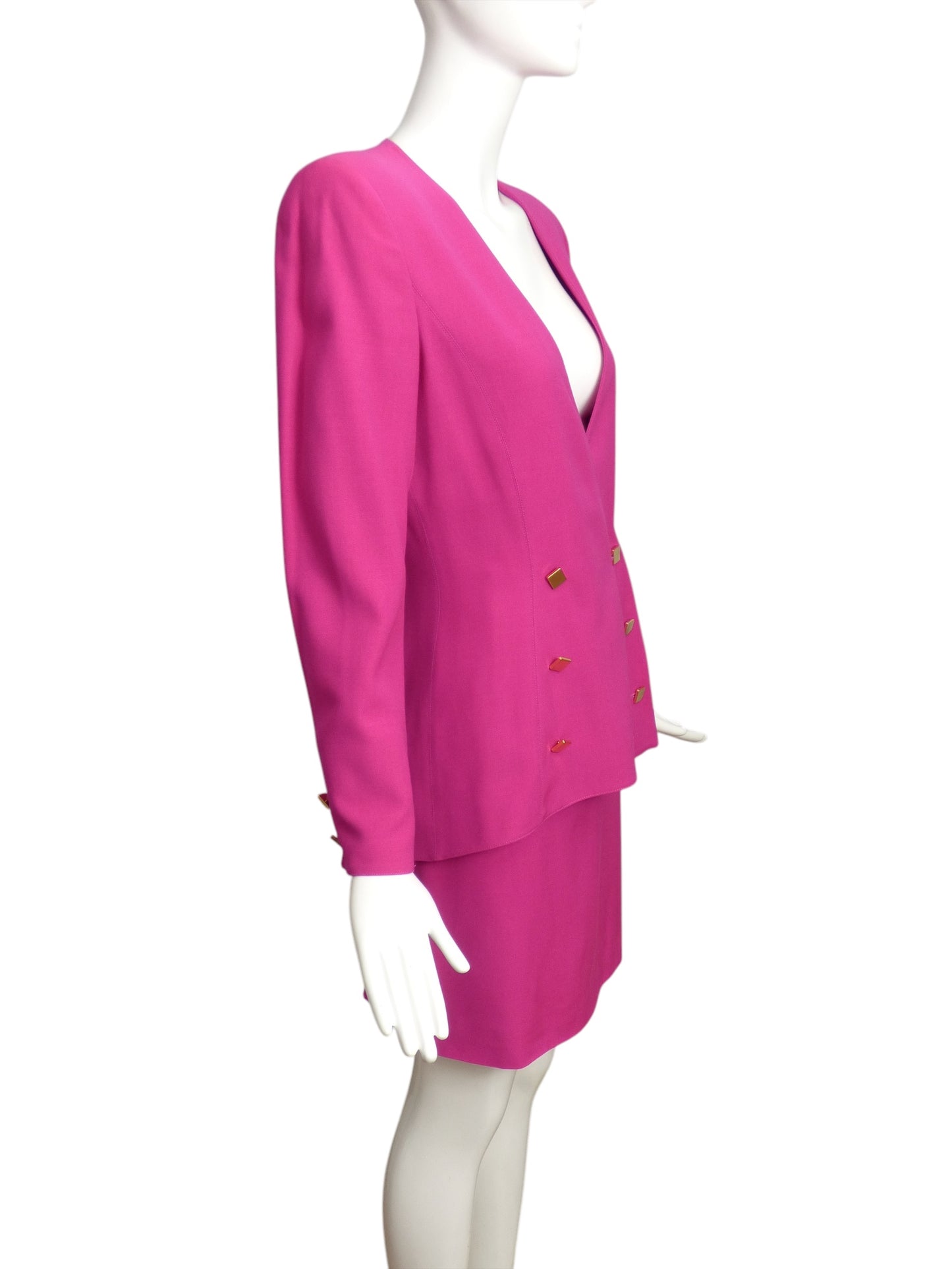 CLAUDE MONTANA- 1980s Pink Wool Skirt Suit, Size 8