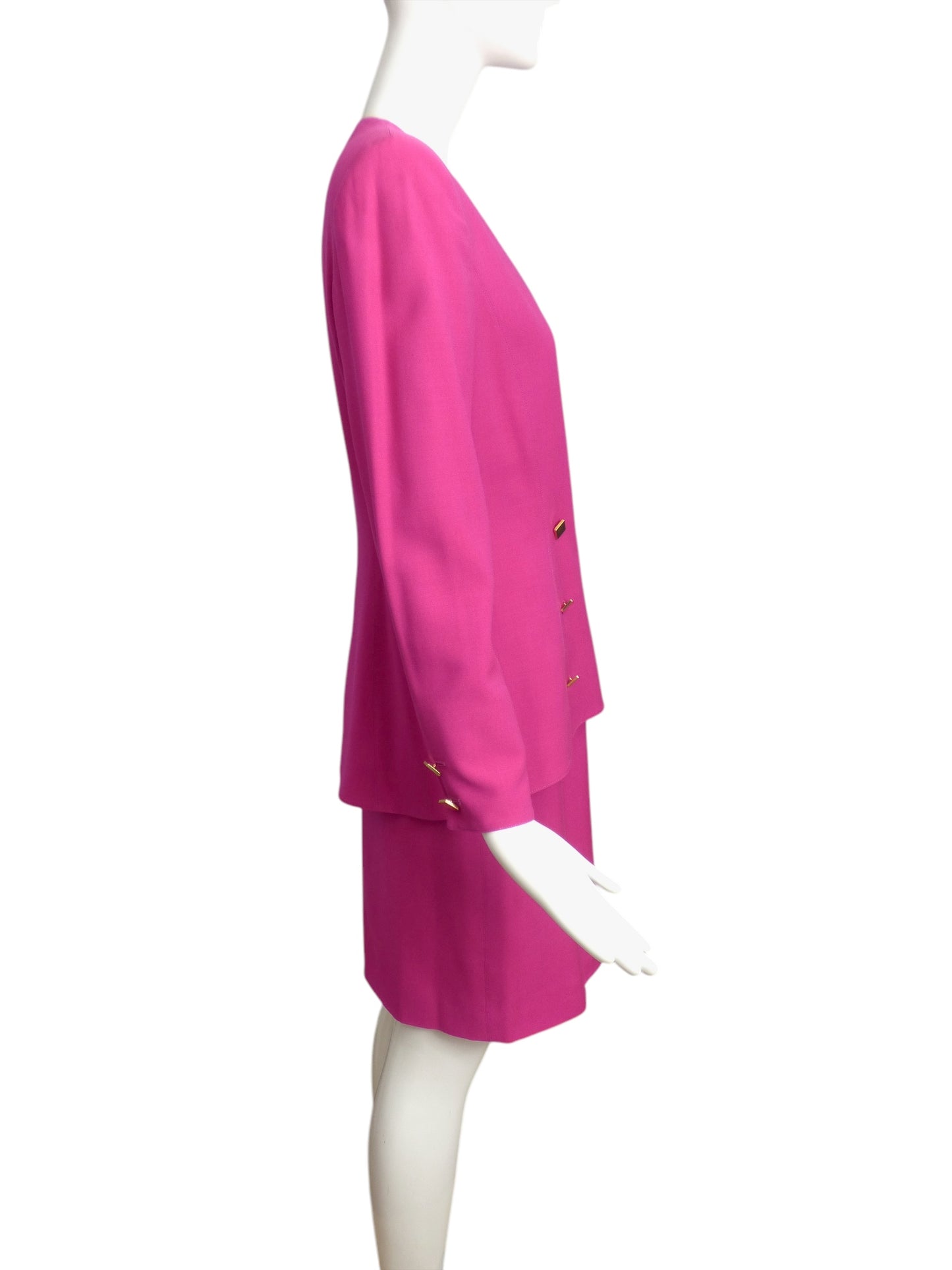 CLAUDE MONTANA- 1980s Pink Wool Skirt Suit, Size 8