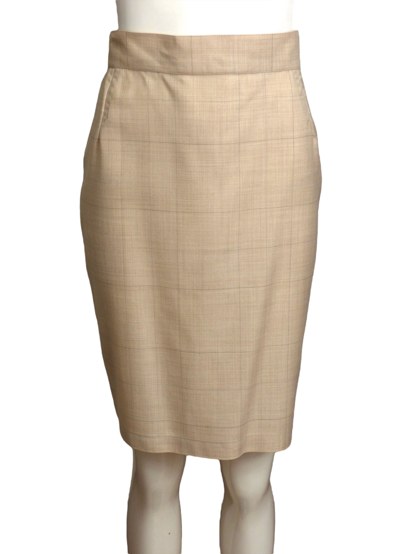 GIANNI VERSACE- 1980s Wool Windowpane Skirt, Size 8