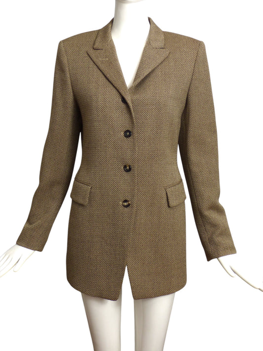 JIL SANDER- 1990s Brown Wool Tweed Blazer, Size 8