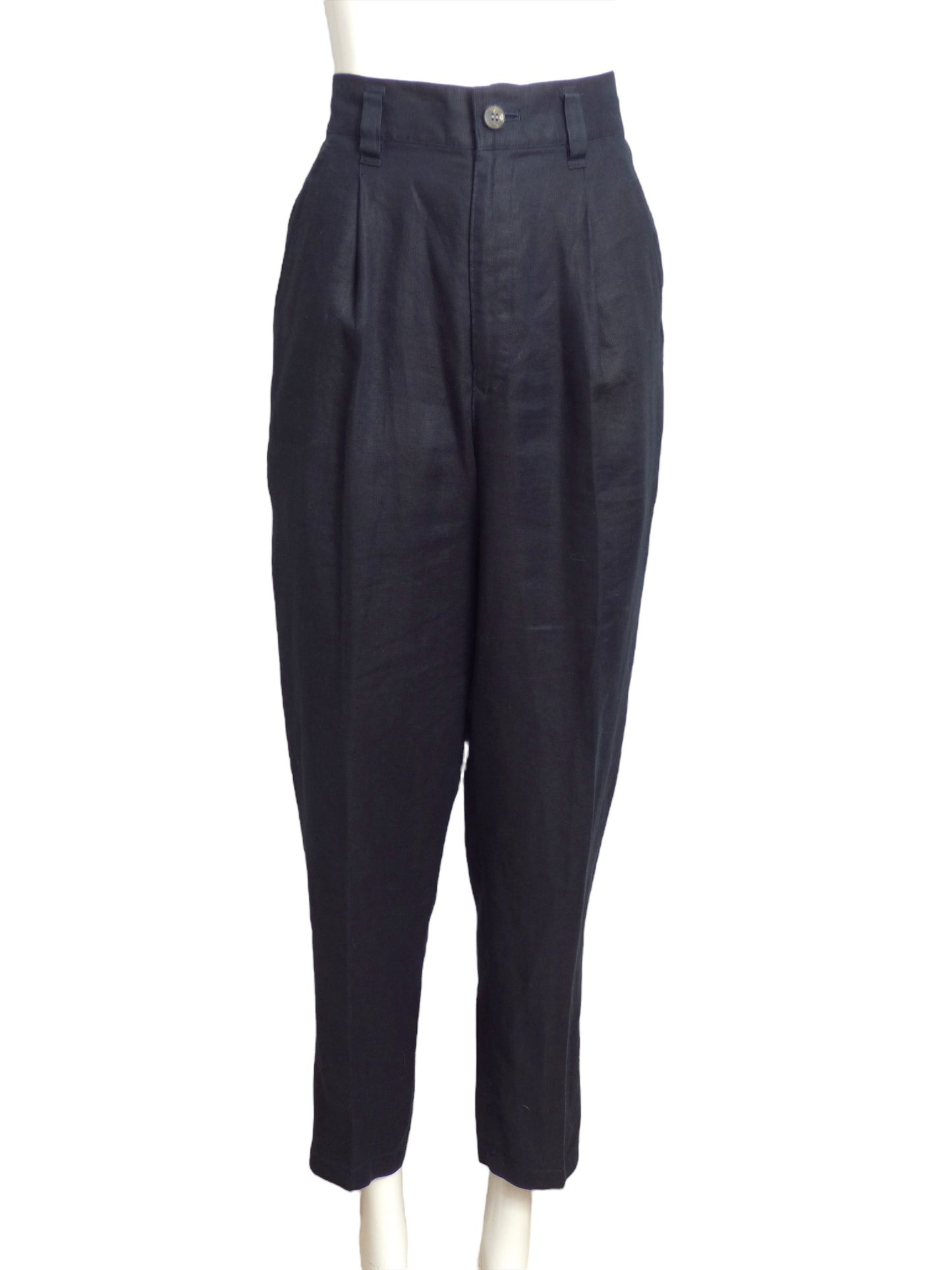 ISSEY MIYAKE PLANTATION- 1980s Black Linen Pants, Size 8