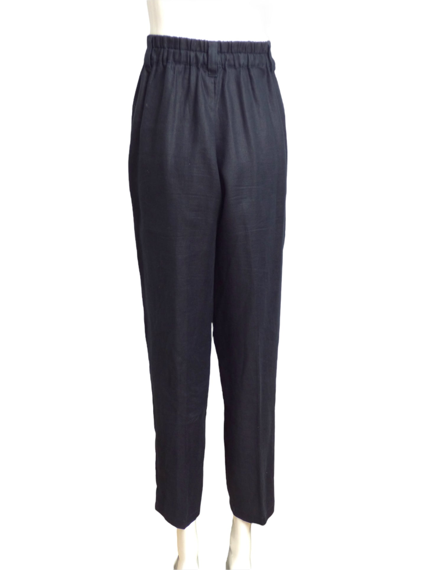 ISSEY MIYAKE PLANTATION- 1980s Black Linen Pants, Size 8