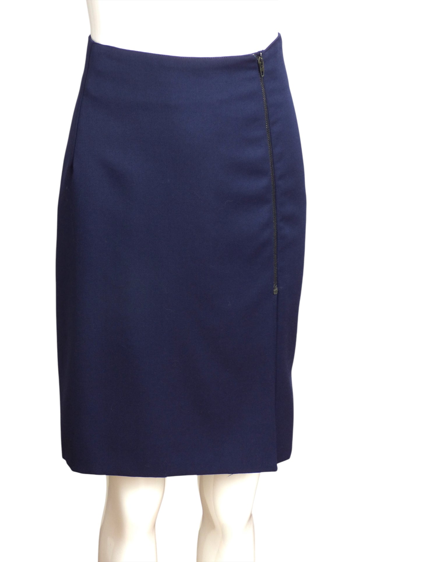 CLAUDE MONTANA- 1990s Navy Side Zip Skirt, Size 8