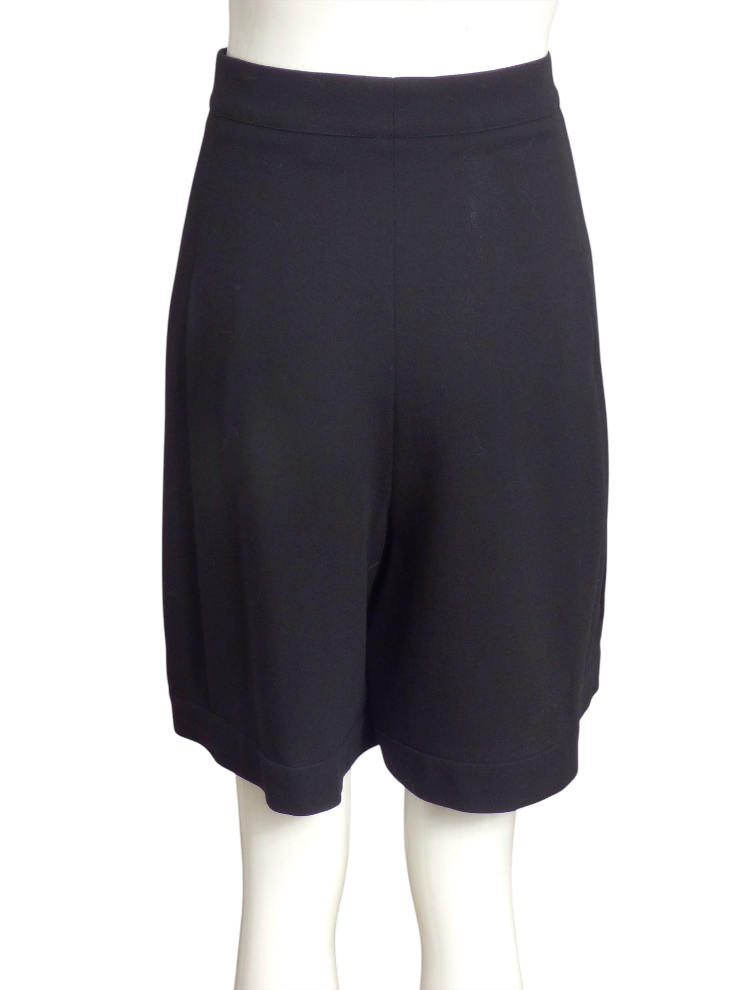 GENNY- 1990s Black Wool Pleat Bloomer Shorts, Size 10