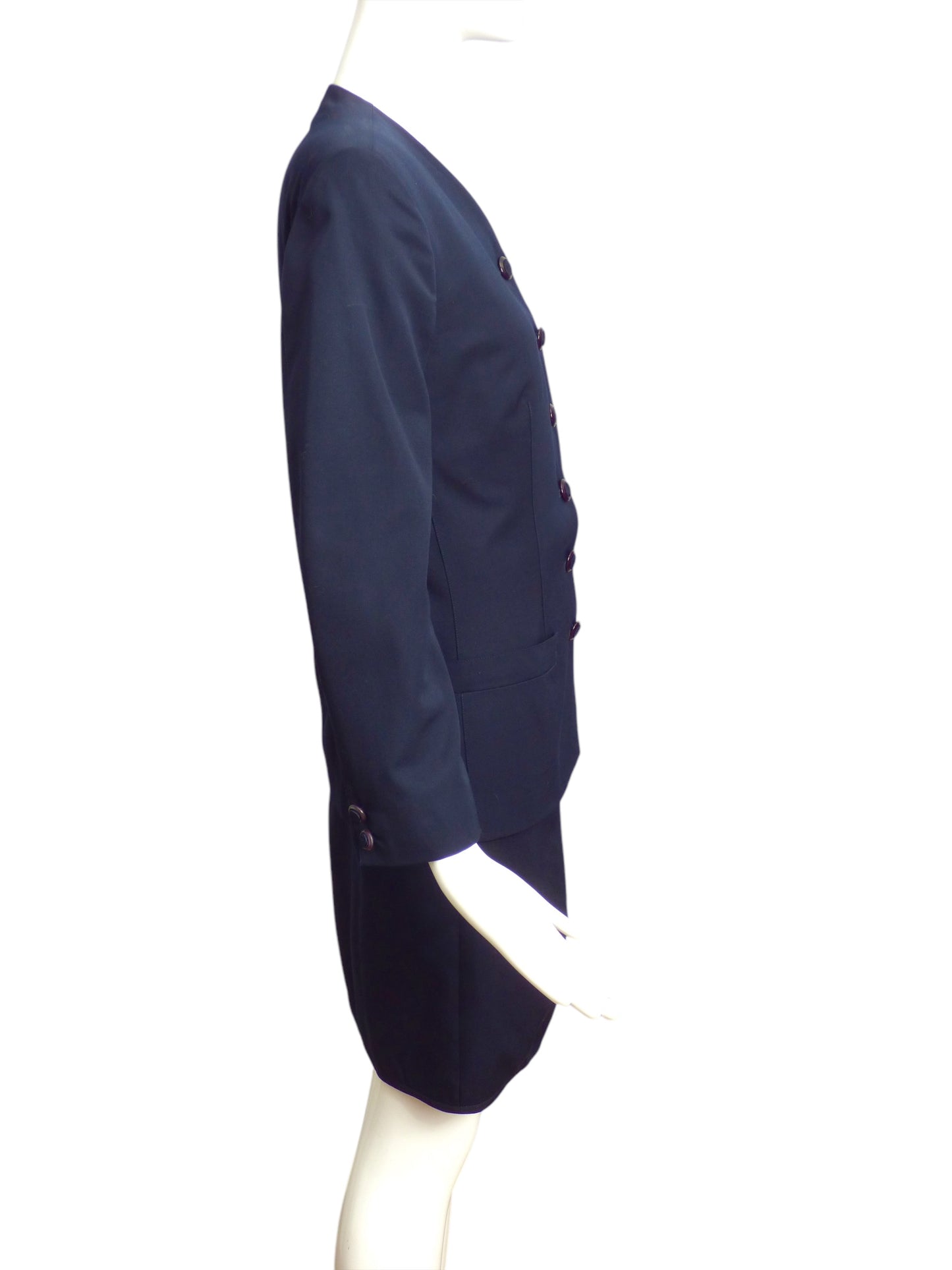 GIANNI VERSACE- 1980s Navy Wool Skirt Suit, Size 8