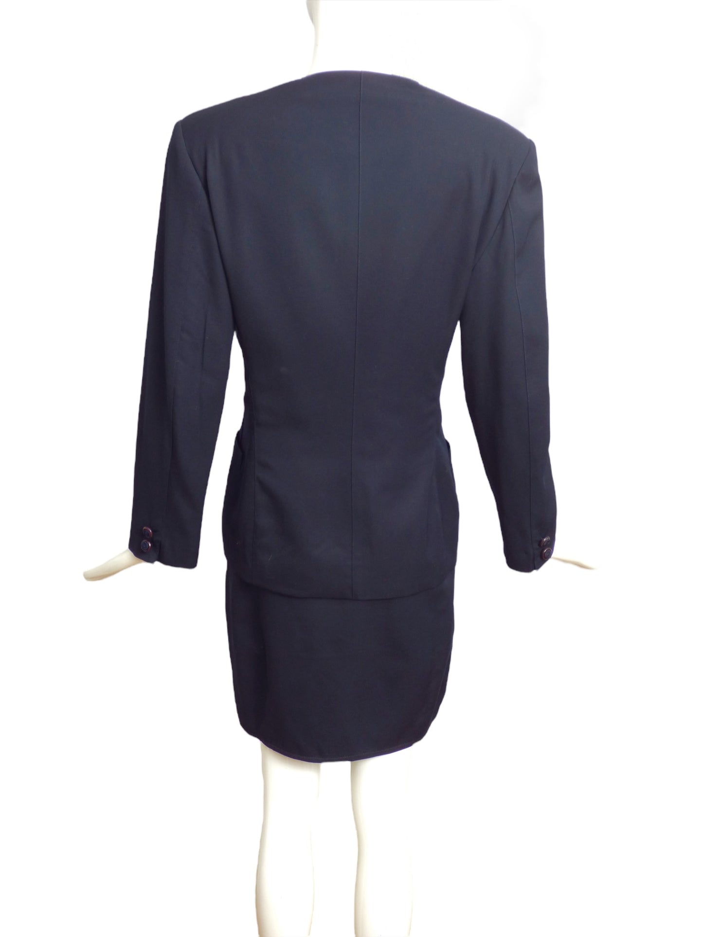 GIANNI VERSACE- 1980s Navy Wool Skirt Suit, Size 8