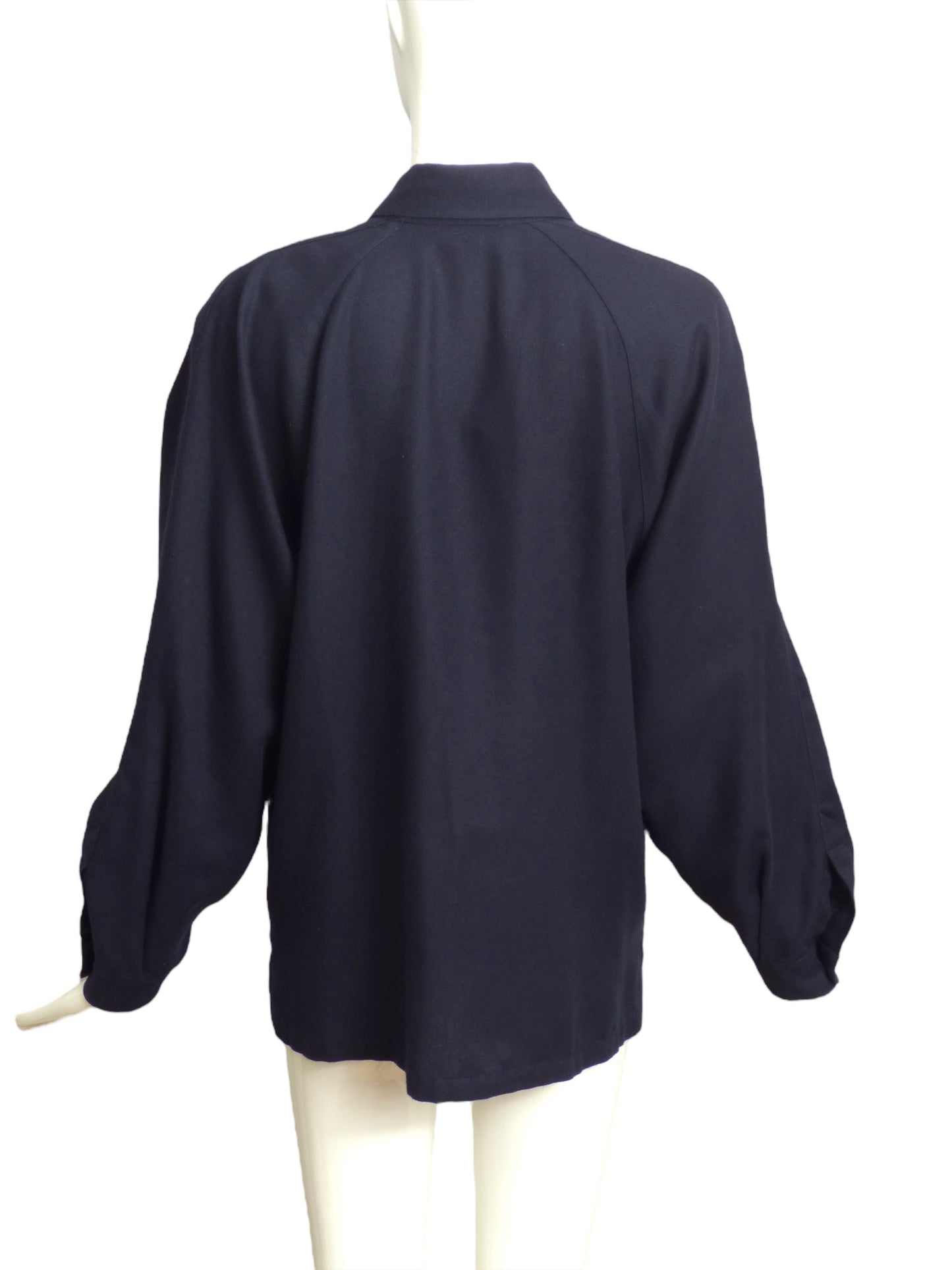 CLAUDE MONTANA- 1980s Navy Wool Shirt, Size 8