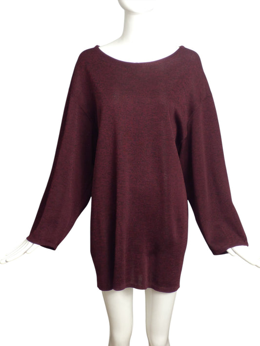 ALAIA- 1980s Burgundy Knit Tunic, Size 10