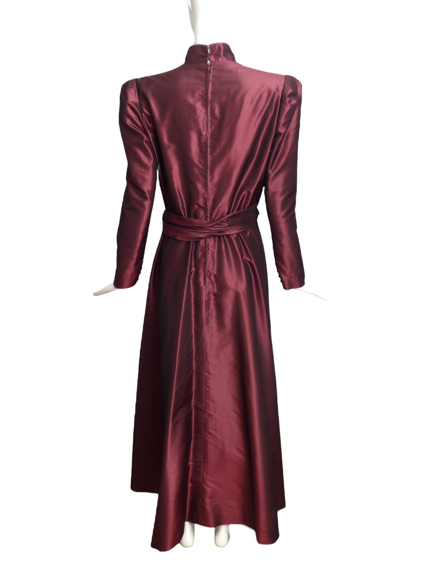 JEAN-LOUIS SCHERRER- 1980s Burgundy Sequin Taffeta Gown, Size 8