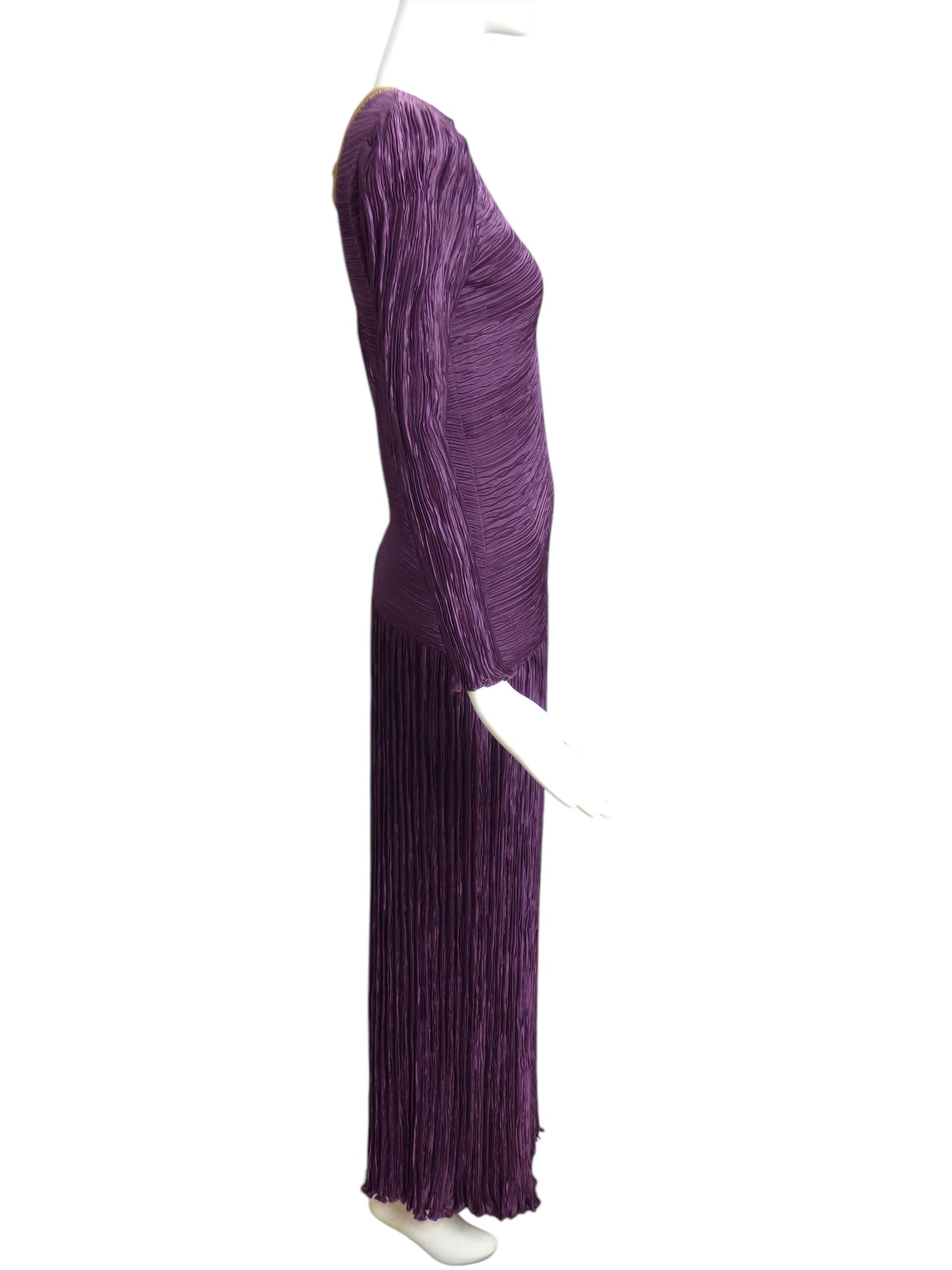 MARY MCFADDEN- 1980s Purple Plisse Gown, Size 8