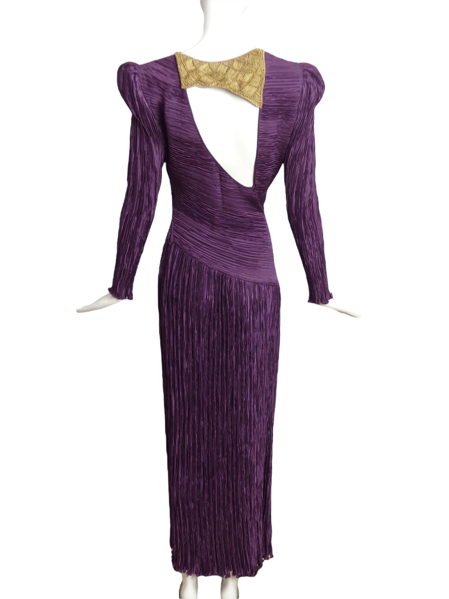 MARY MCFADDEN- 1980s Purple Plisse Gown, Size 8