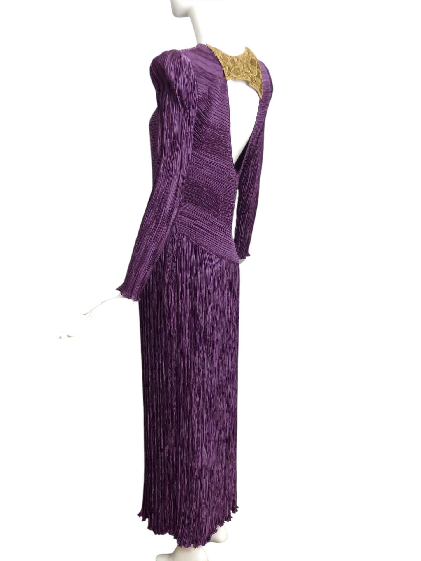 MARY MCFADDEN- 1980s Purple Plisse Gown, Size 8